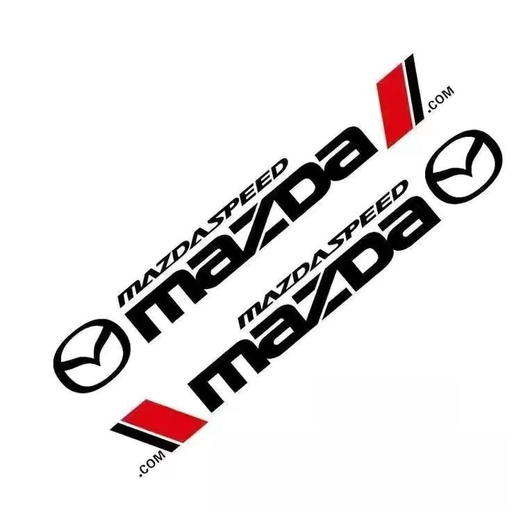 Mazdaspeed tuning and performance brand stickers, showcasing the distinctive logo. These decals are a must-have for enthusiasts looking to highlight the sporty heritage and modified nature of their Mazda car or project.